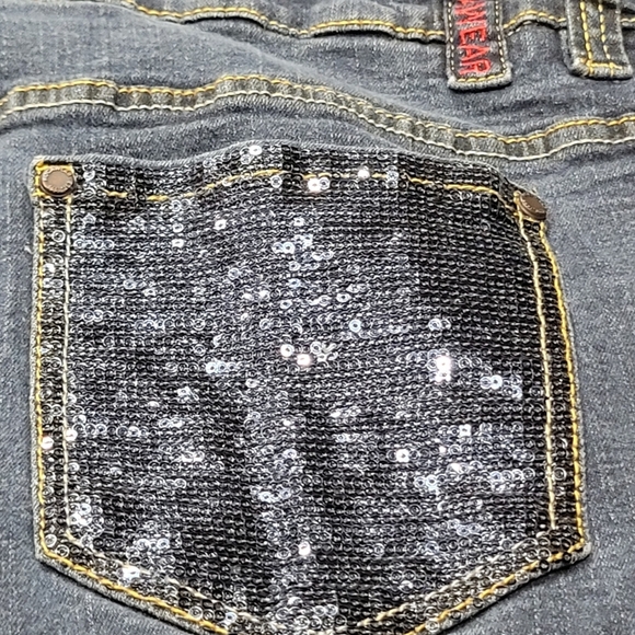 Sz 24 ROCAWEAR Vintage Classic Fit Blue Dark Wash Embroidered Sequins USA - Picture 7 of 9
